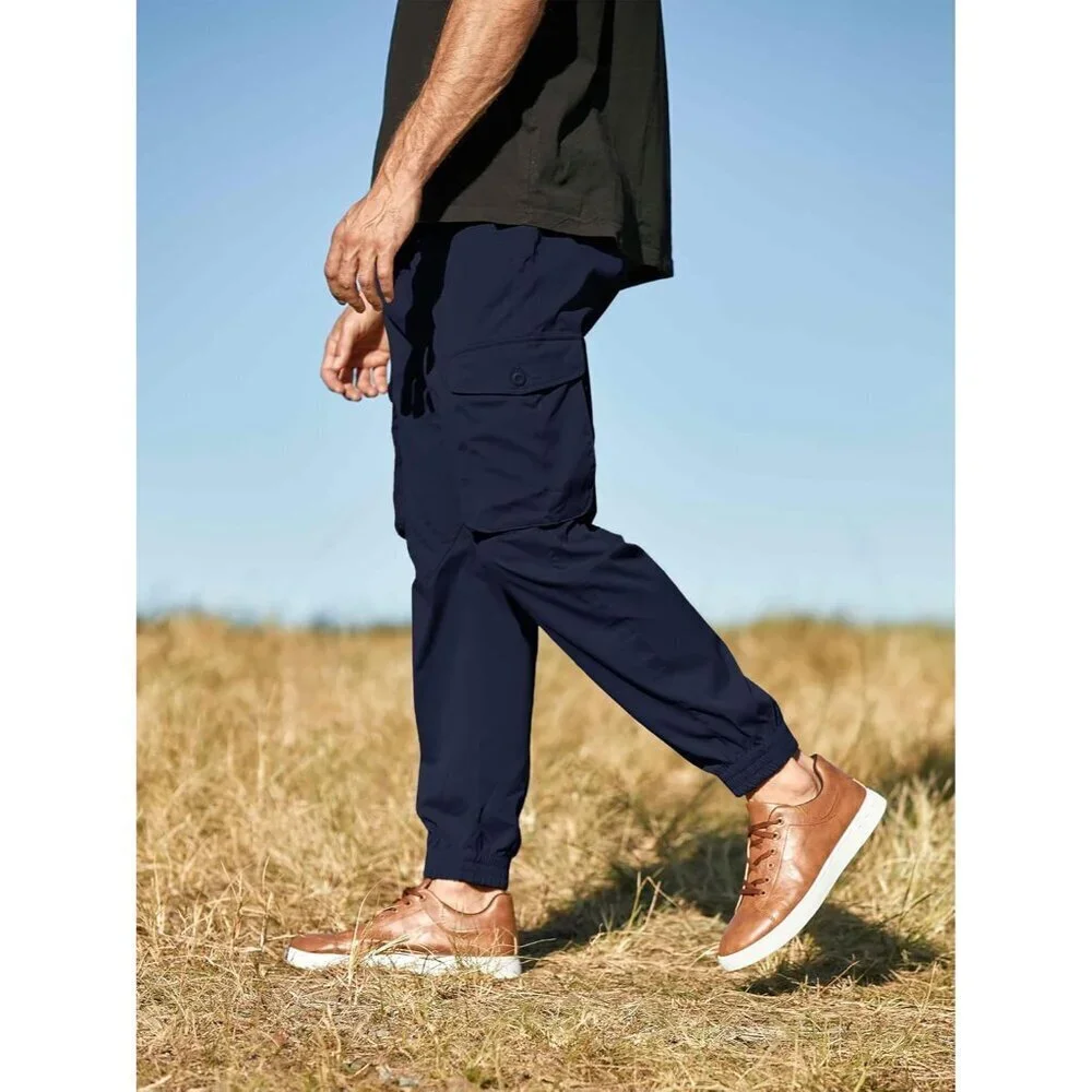 Men's Casual Cargo Joggers Pants Stretch Elastic Waist Drawstring Tapered Sweatp